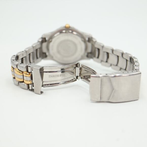 ESQ Swiss Watch Men 36mm Two Tone Date Glitter Dial Stainless Steel New Battery - Picture 15 of 16